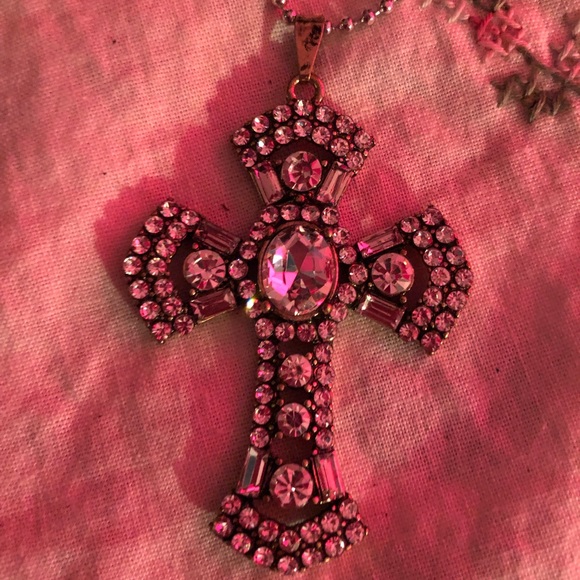 Beautiful silver necklace with rhinestone cross - Picture 2 of 2